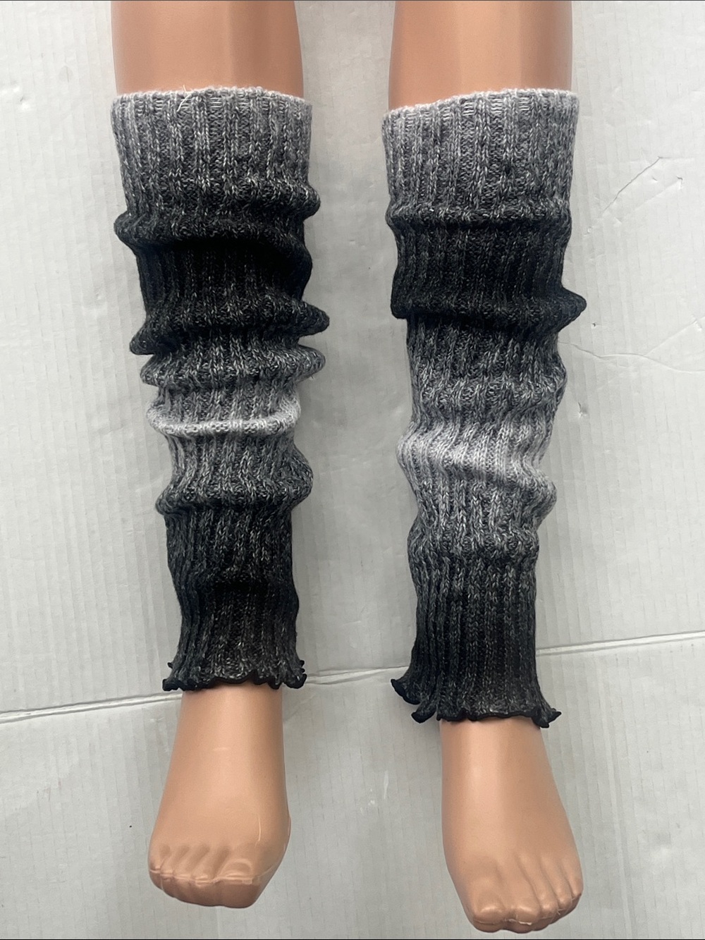 Ombre Gray and Black Ribbed Leg Warmers - Unbranded